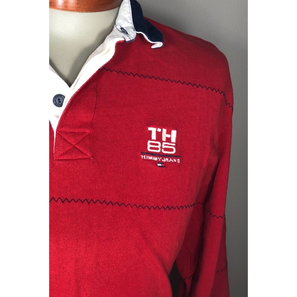Red long sleeve polo shirt by Tommy Jeans 501 - Picture 3 of 6